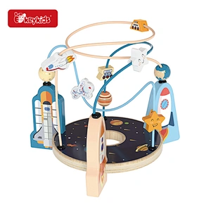 Factory custom educational Wooden space toys beads wire maze game for kids W11B299